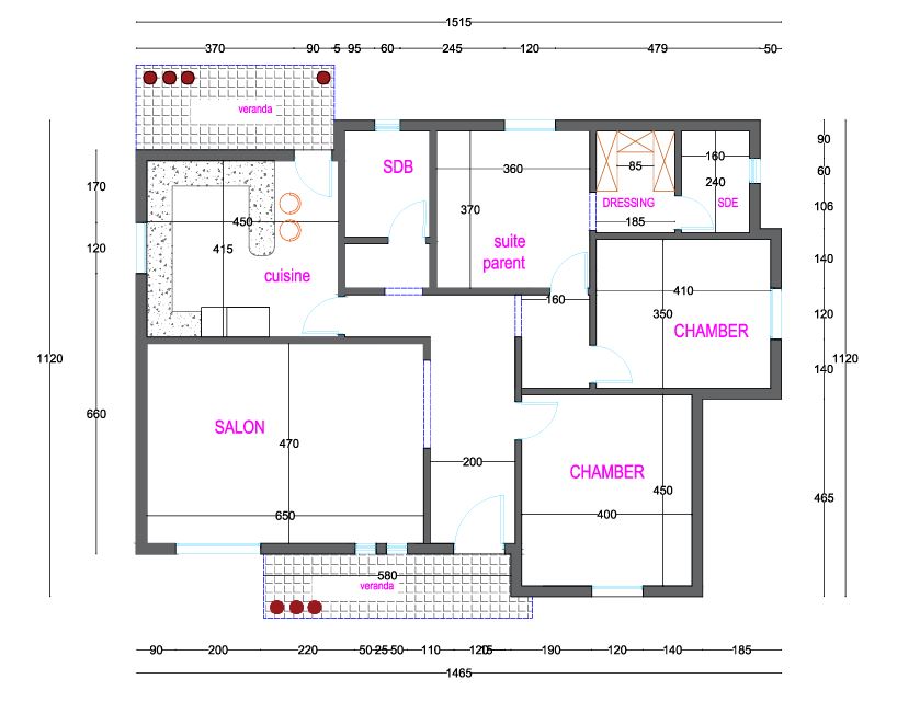 3D facade of a 165 m² house