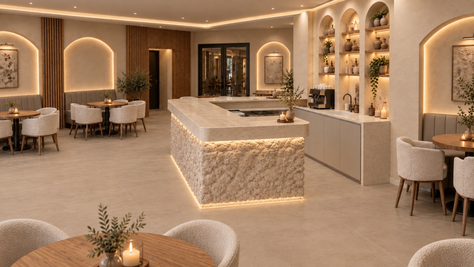 3D design of a restaurant and hotel in Tazarka